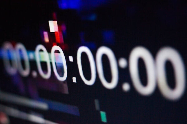 Zeroes on the abstract glitch background. Timecode (time code). Timer. Beginning. Glitch art. Digital errors on the screen. Digital artifacts.