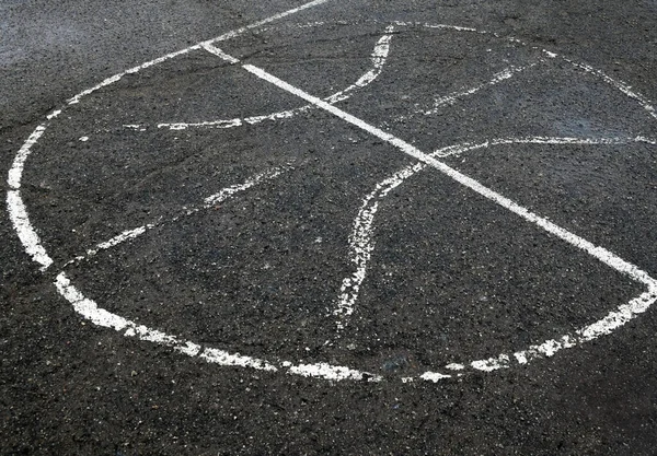 Marquage Effacé Frotté Terrain Basketball Plein Air — Photo