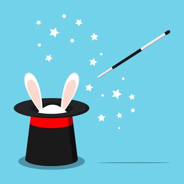 Ikon av magi svart hatt med vit kanin kanin öron — Stock vektor