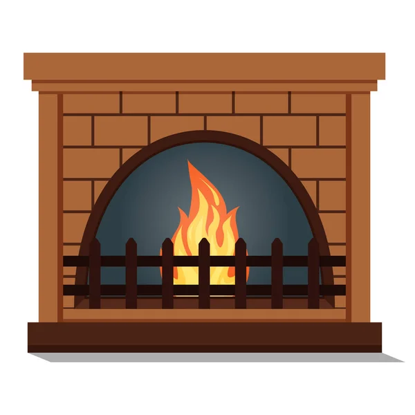 Chimenea con caja de fuego redondeada primer plano icono aislado . — Vector de stock