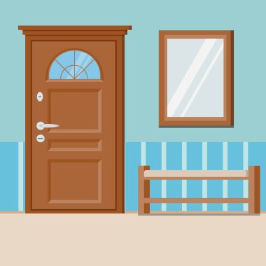 Cozy simple home entrance hall interior background with furniture clipart