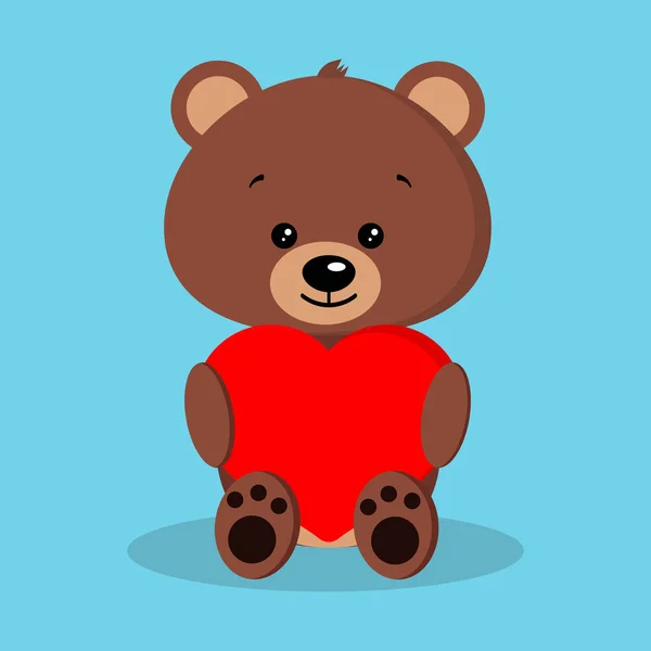Απομονωμένη ρομαντική χαριτωμένο και γλυκό μωρό καφέ αρκούδα — Διανυσματικό Αρχείο