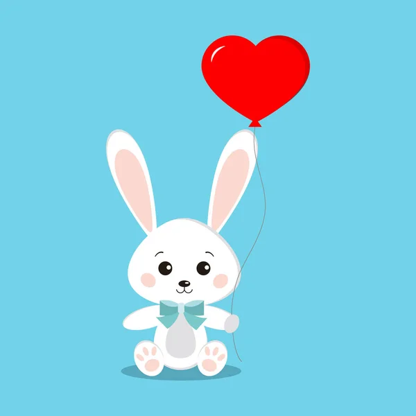Söt och söt vit kanin i sittande pose — Stock vektor