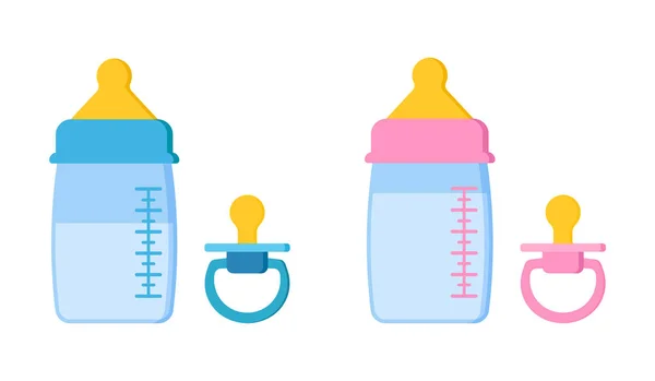 Ensemble d'icônes de tétine mannequin pour bébé nouveau-né et biberons . — Image vectorielle