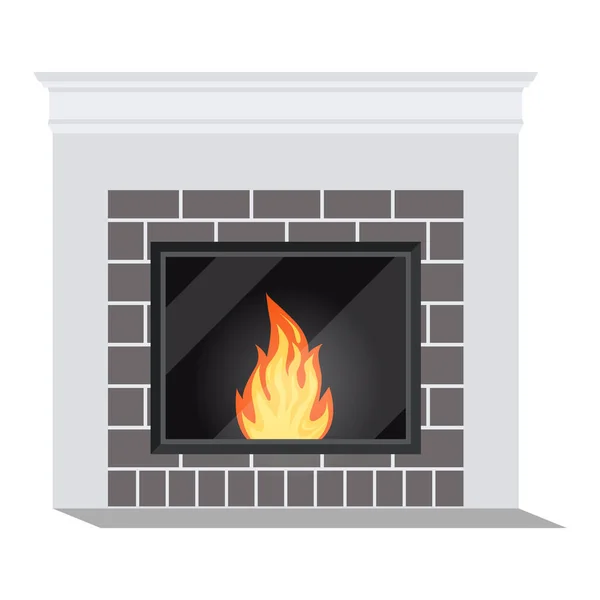 Icono aislado de chimenea de leña blanca acogedor primer plano . — Vector de stock