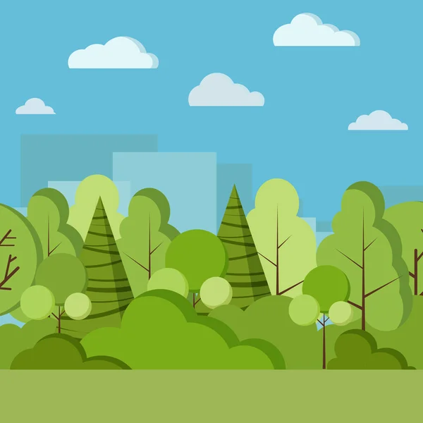 Vector park day nature background illustration in cartoon flat style. — Stockvektor