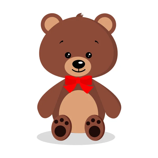 Dibujos animados aislados lindo, dulce, romántico y festivo oso de peluche marrón . — Vector de stock