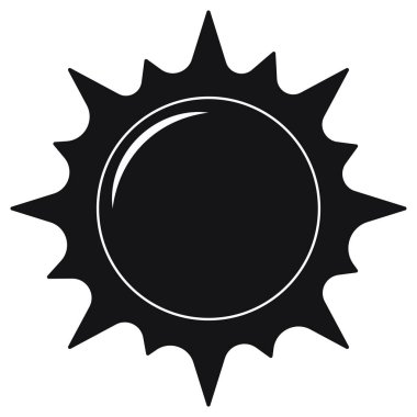 Beyaz arkaplanda siyah ve beyaz güneş logosu tasarımı izole edildi.