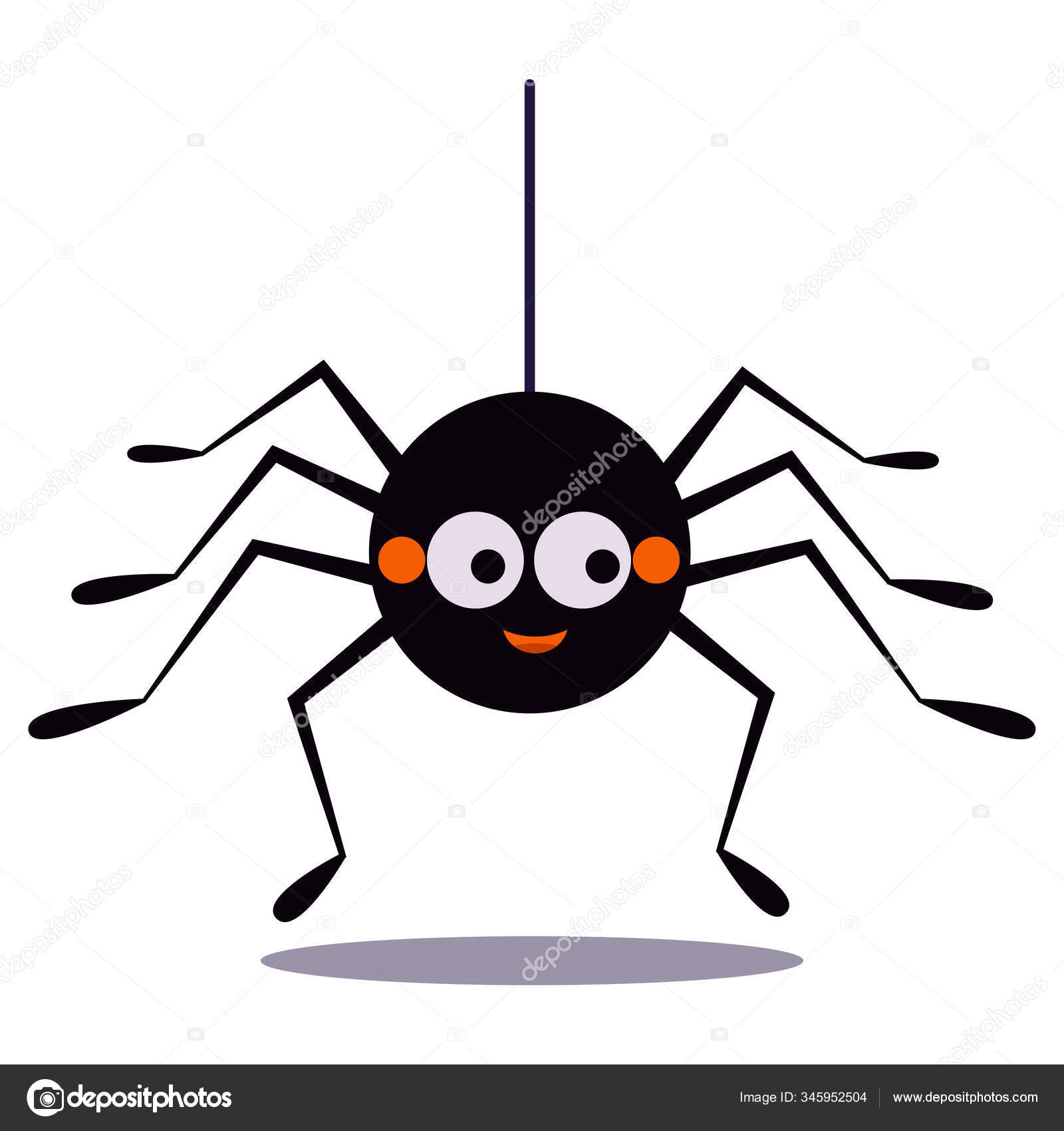 Aranha Preta Sorridente Bonito Pendurado Uma Cadeia Ícone Teias Aranha  Vetor de ©Baldezh 345952504, image size:1600x1700