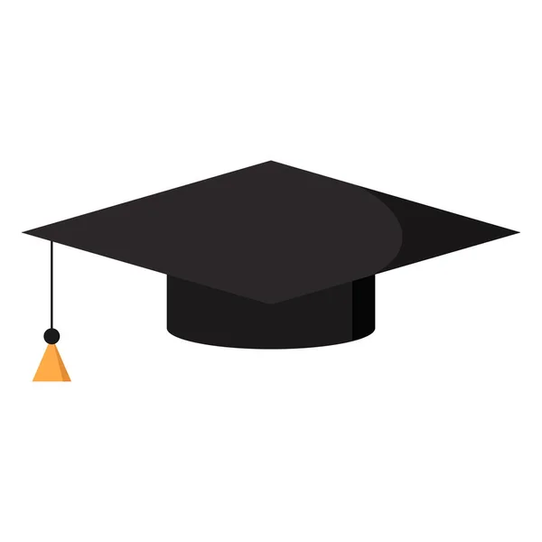 Black Graduation Cap Flat Design Web Icon Graduate Hat Tassel — Stock Vector