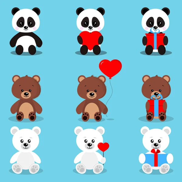 Corazones y osos panda imágenes de stock de arte vectorial | Depositphotos