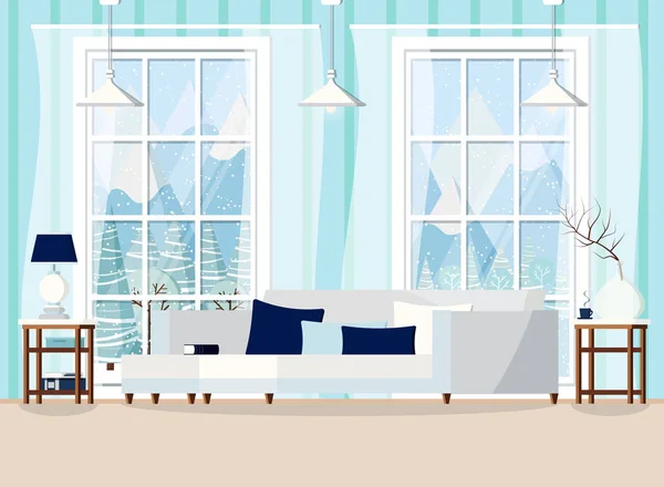 Habitación interior. Vector. Salón de diseño. Fondo de dibujos animados