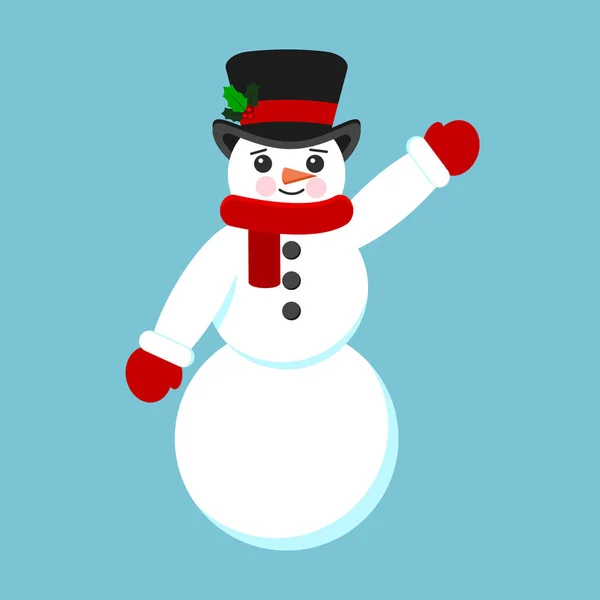 Snowman Christmas Vector Illustration Isolated Cute Cartoon Snowman Scarve Mittens — Stock Vector