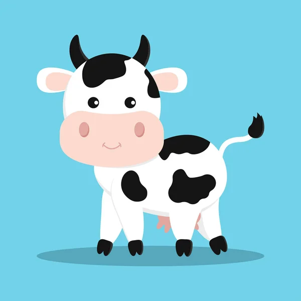 Bonita Dulce Vaca Blanca Con Manchas Negras Icono Carácter Animal — Vector de stock