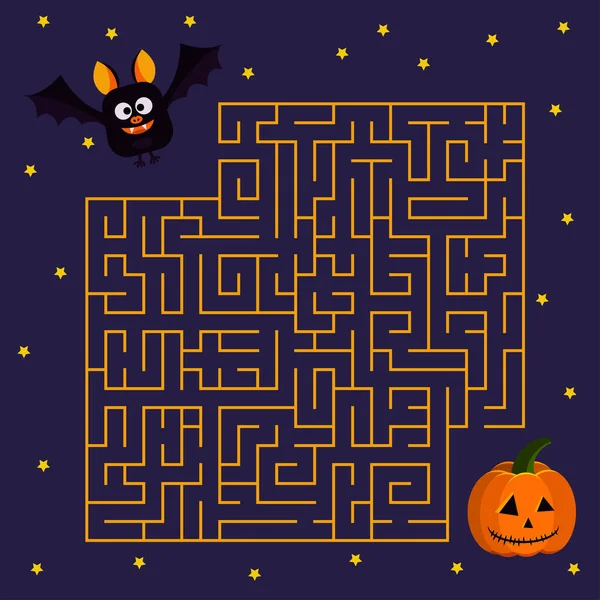 Halloween Juego Laberinto Para Educación Los Niños Dibujos Animados Halloween — Vector de stock