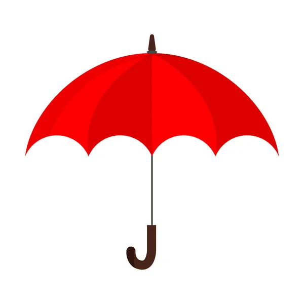 Flat Design Vector Illustration Classic Elegant Opened Red Umbrella Cane — Stock Vector