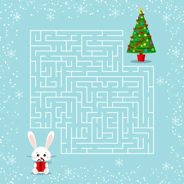 Joyeux Jeu Labyrinthe Thème Noël Pour Les Enfants Avec Labyrinthe — Image vectorielle