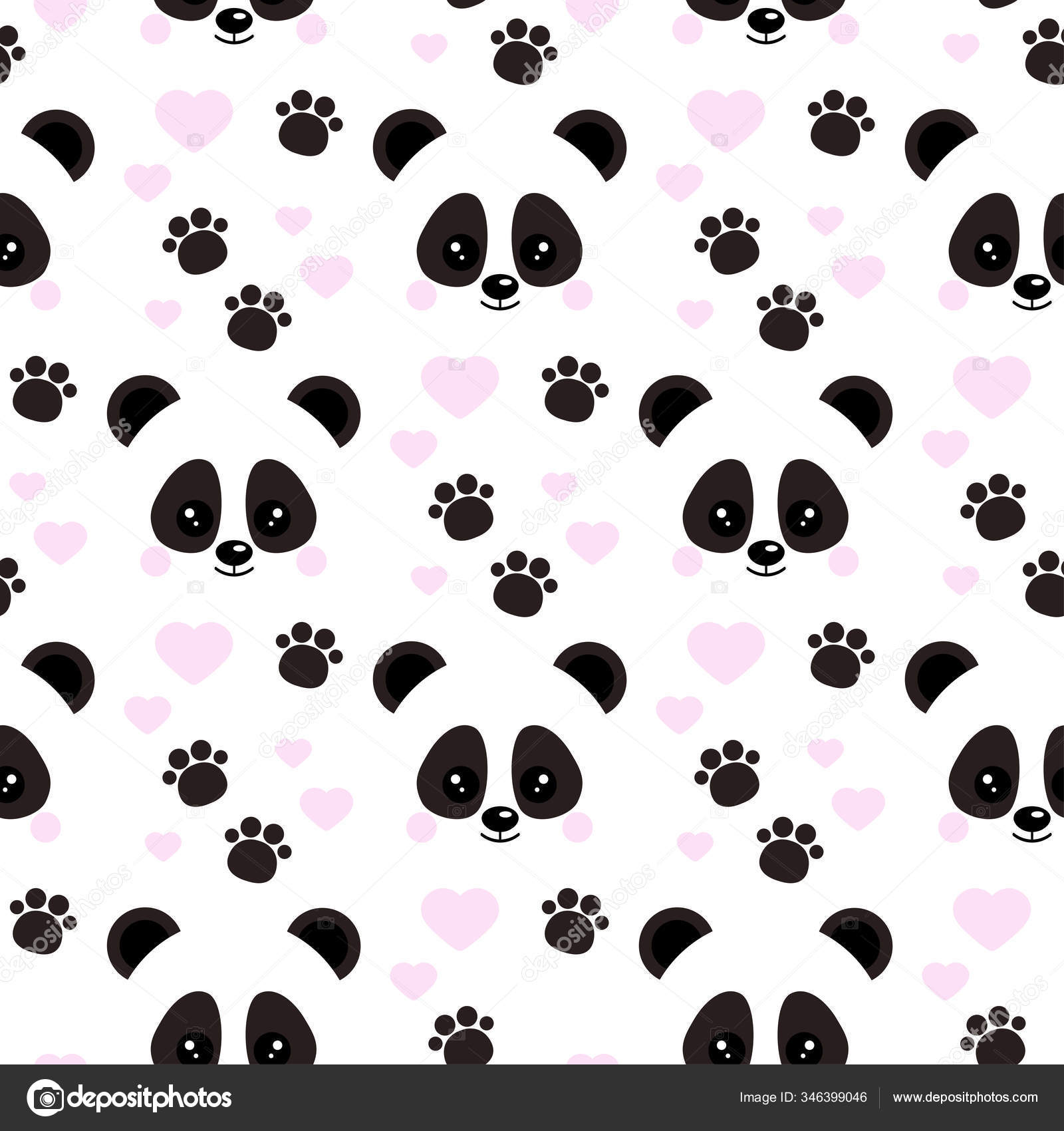 Vector Flat Design Seamless Pattern Cute Baby Panda Face Pink Stock Vector  Image by ©Baldezh #346399046