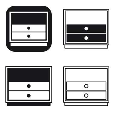 Siyah ve beyaz başucu simgeleri seti, beyaz arkaplanda izole edilmiş web için başucu tablosu çizimleri basit doğrusal tasarım illüstrasyonu.