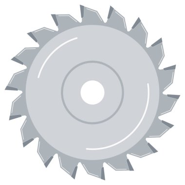 Tahta için dairesel testere bıçağı diski, beyaz arka planda izole edilmiş metal iş düz tasarım ikonu. Web sitenizin tasarımı, logosu, uygulaması için vektör testereli çizim sembolü.