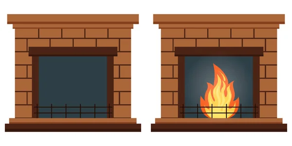 Kamin Symbol Isoliert Bequem Gemütlich Warmen Kamin Flamme Hell Winter
