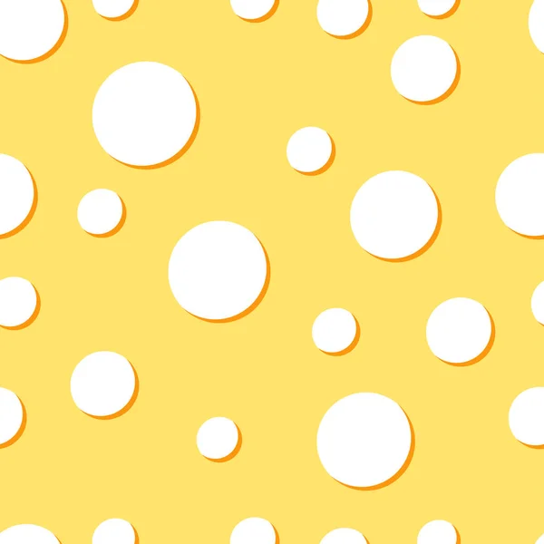 白い背景に穴ベクトルシームレスパターンを持つチーズ 黄色のおいしいチーズ無限の印刷 フラットデザイン漫画スタイル食品シームレスなテクスチャベクトルイラスト — ストックベクタ