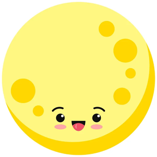 Schattige Maan Emoji Icoon Geïsoleerd Witte Achtergrond Lief Grappig Lachend — Stockvector