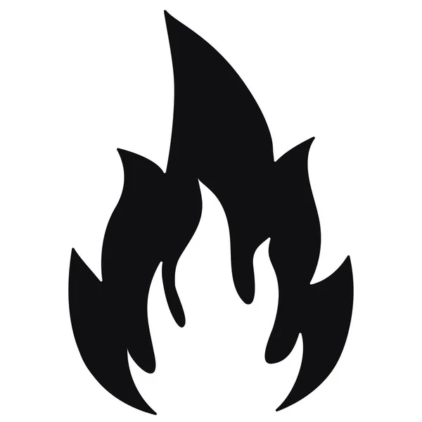 Ikona Požáru Izolovaná Bílém Pozadí Hořící Plamen Ohně Černá Silueta — Stockový vektor