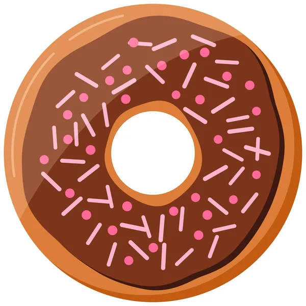 Donut Vector Icon Isolated White Background Sweet Doughnut Sprinkles Glazed — Stock Vector