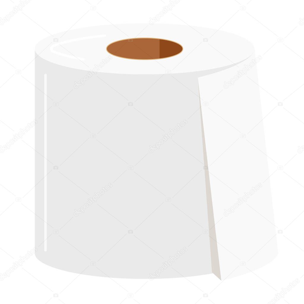 Toilet paper roll vector icon isolated on white background. Flat design cartoon style single illustration.