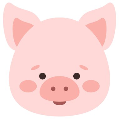 Beyaz arka planda şirin domuz suratlı vektör ikonu izole edilmiş. Düz çizgi film tasarımı Komik pembe domuz kafası çizimi.