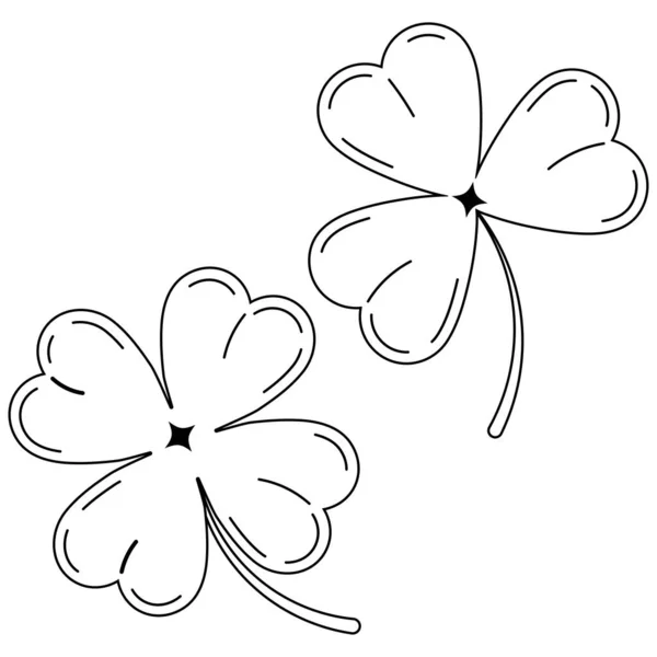 Clover Feuilles Icône Silhouette Noire Mis Isolé Sur Fond Blanc — Image vectorielle