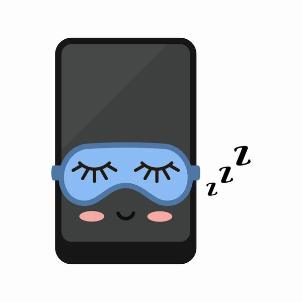 Sleeping mobile phone vector icon isolated on white background. — Stock Vector
