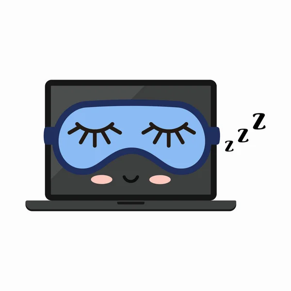 하얀 배경에 고립된 노트북 벡터 아이콘을 피해 잠을 자는 모습 — 스톡 벡터