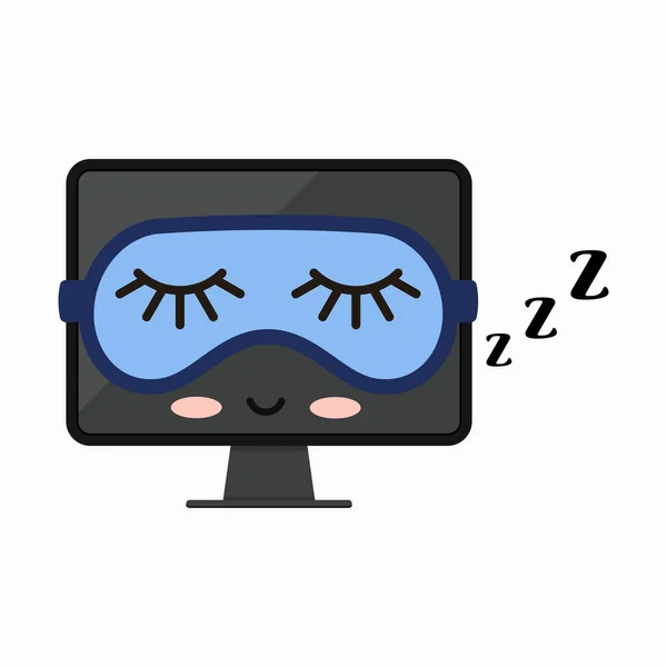 하얀 배경에 고립된 컴퓨터 모니터 벡터 아이콘을 피해 잠을 자는 모습 — 스톡 벡터