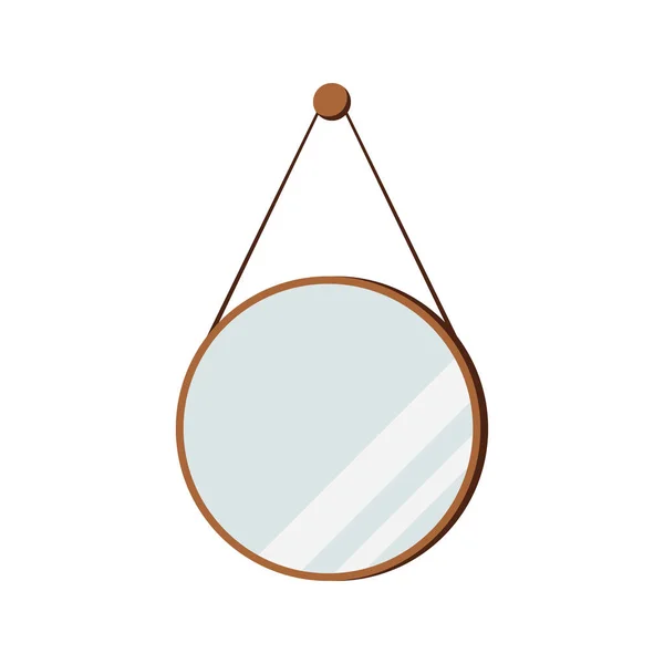 Rund hängande spegel isolerad på vit bakgrund. — Stock vektor