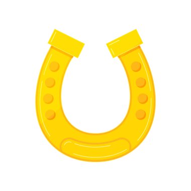 Beyaz arkaplanda izole edilmiş altın at nalı simgesi.