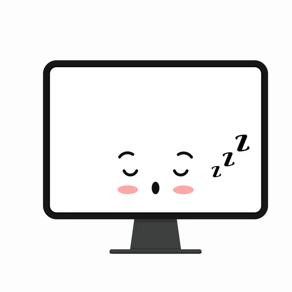 Slapen uit computer monitor emoji vector pictogram geïsoleerd op witte achtergrond. — Stockvector