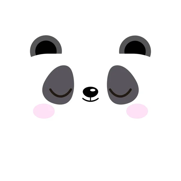 Bonito cartel de cara de emoji oso panda dormido aislado sobre fondo blanco . — Vector de stock