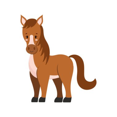 Beyaz arka planda izole edilmiş şirin çiftlik atı..