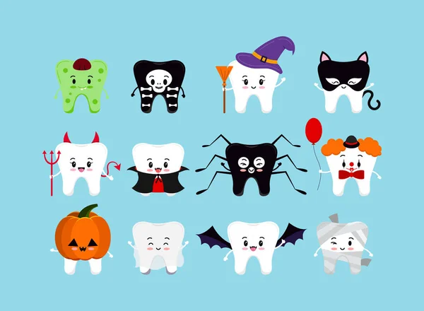 Dientes en Halloween carnaval vector icono conjunto . — Vector de stock