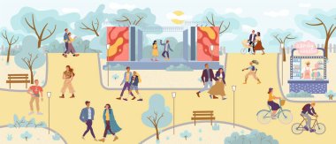 İnsanlar açık hava festivali park fuarında dinleniyor