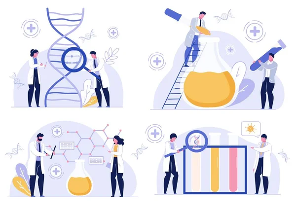 Laboratuvar testi farmasötik geliştirme seti — Stok Vektör