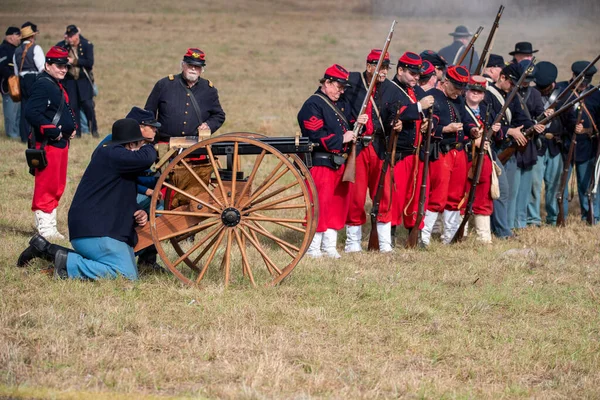 Brooksville Gennaio 2020 Rievocatori Che Ritraggono Truppe Dell Unione Momento — Foto Stock