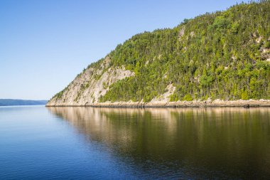 Saint-Rose-du-Nord, Canada - August 14, 2019: Saguenay valley view of Sainte-Rose-du-Nord