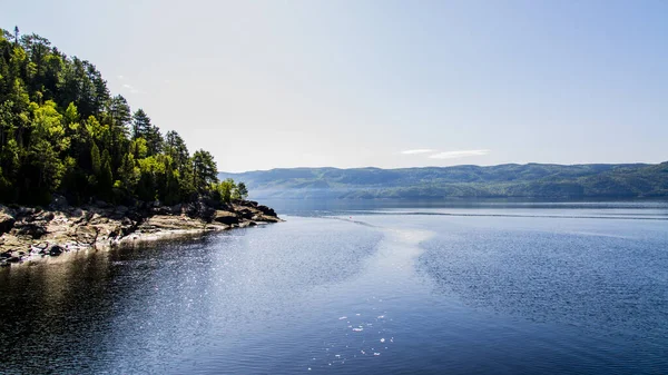 Saint-Rose-du-Nord, Canada - August 14, 2019: Saguenay valley view of Sainte-Rose-du-Nord