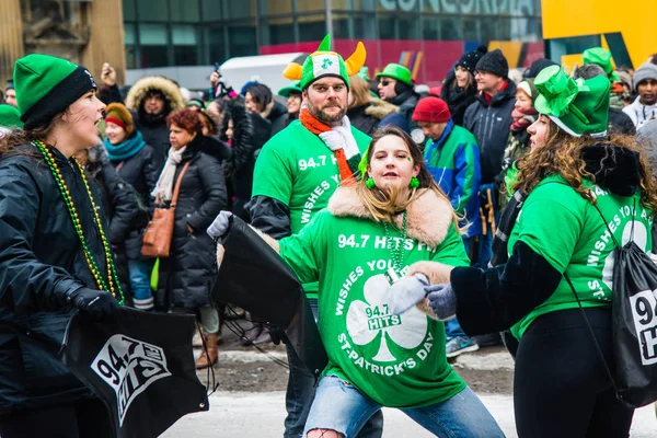 Montreal Canada March 2019 People Celebrating Saint Patrick Day Parade — Stock Photo, Image