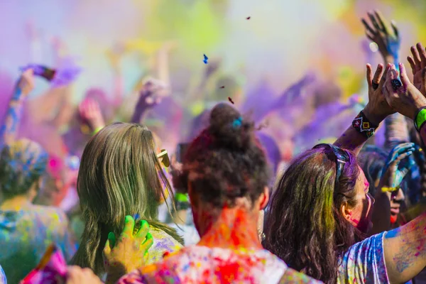 Montreal Canada August 2019 People Celebrate Holi Festival Throwing Color — 스톡 사진