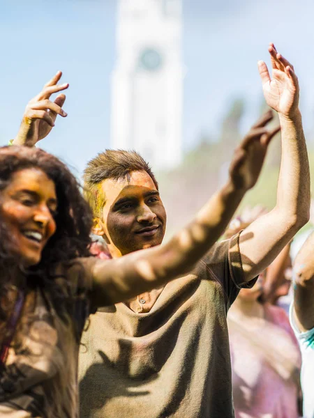 Montreal Canada August 2019 People Celebrate Holi Festival Throwing Color — Stok fotoğraf