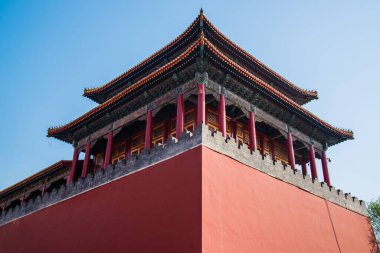 Beijing, China - April 7 2019: The royal palace pavillon in the forbiden city in Beijing